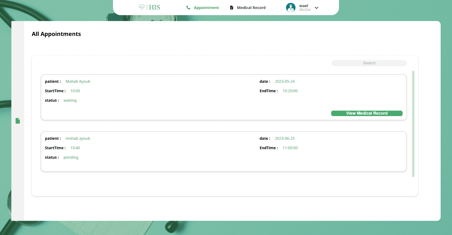 Hospital Information System doctor workflow