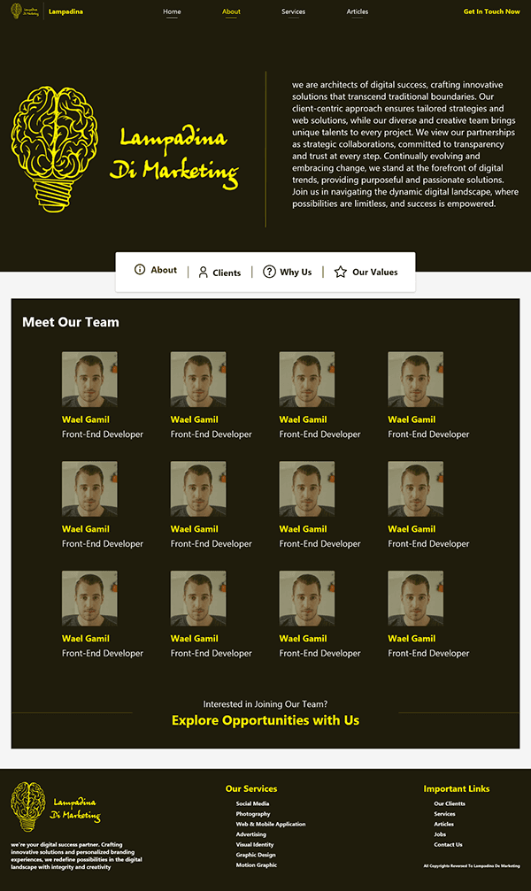 Lambadina about-page visual identity