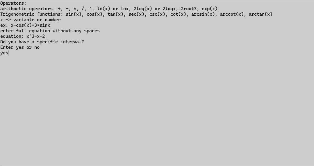 Bisection method terminal workflow