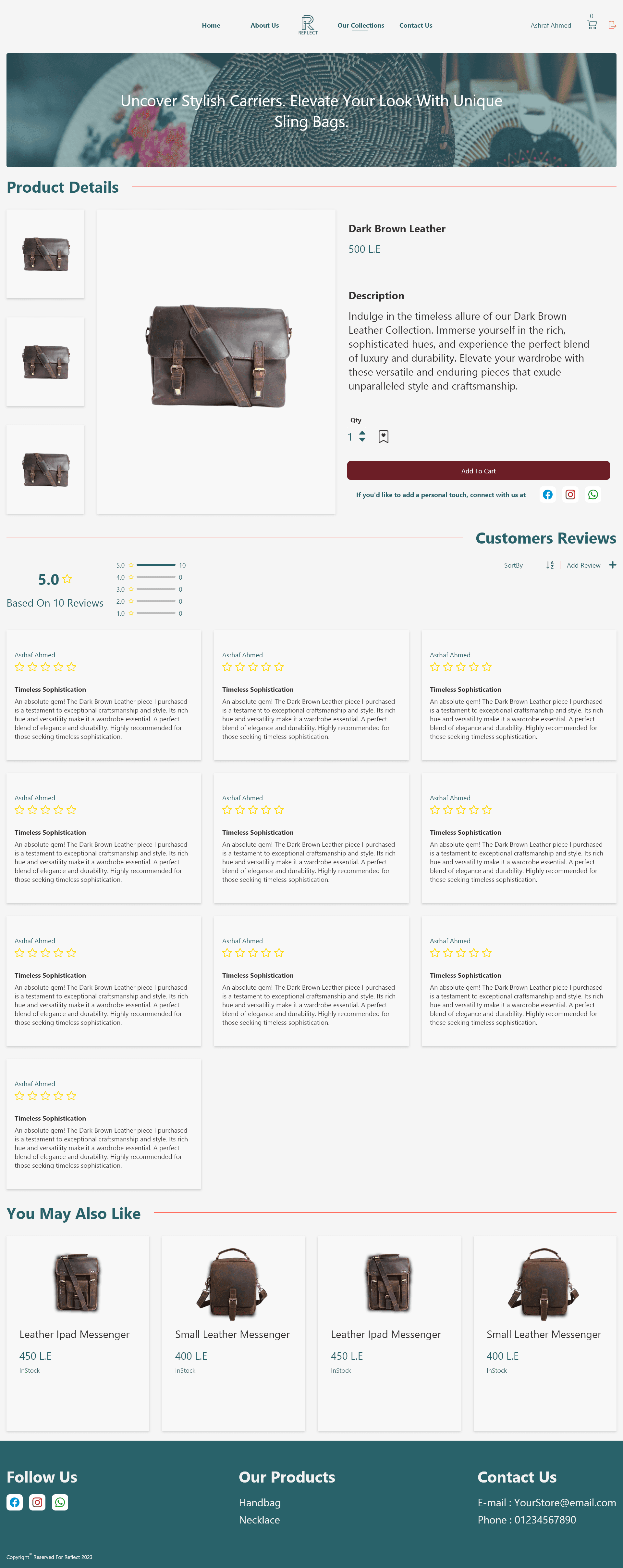Reflect product detail with story, reviews, and recommendations
