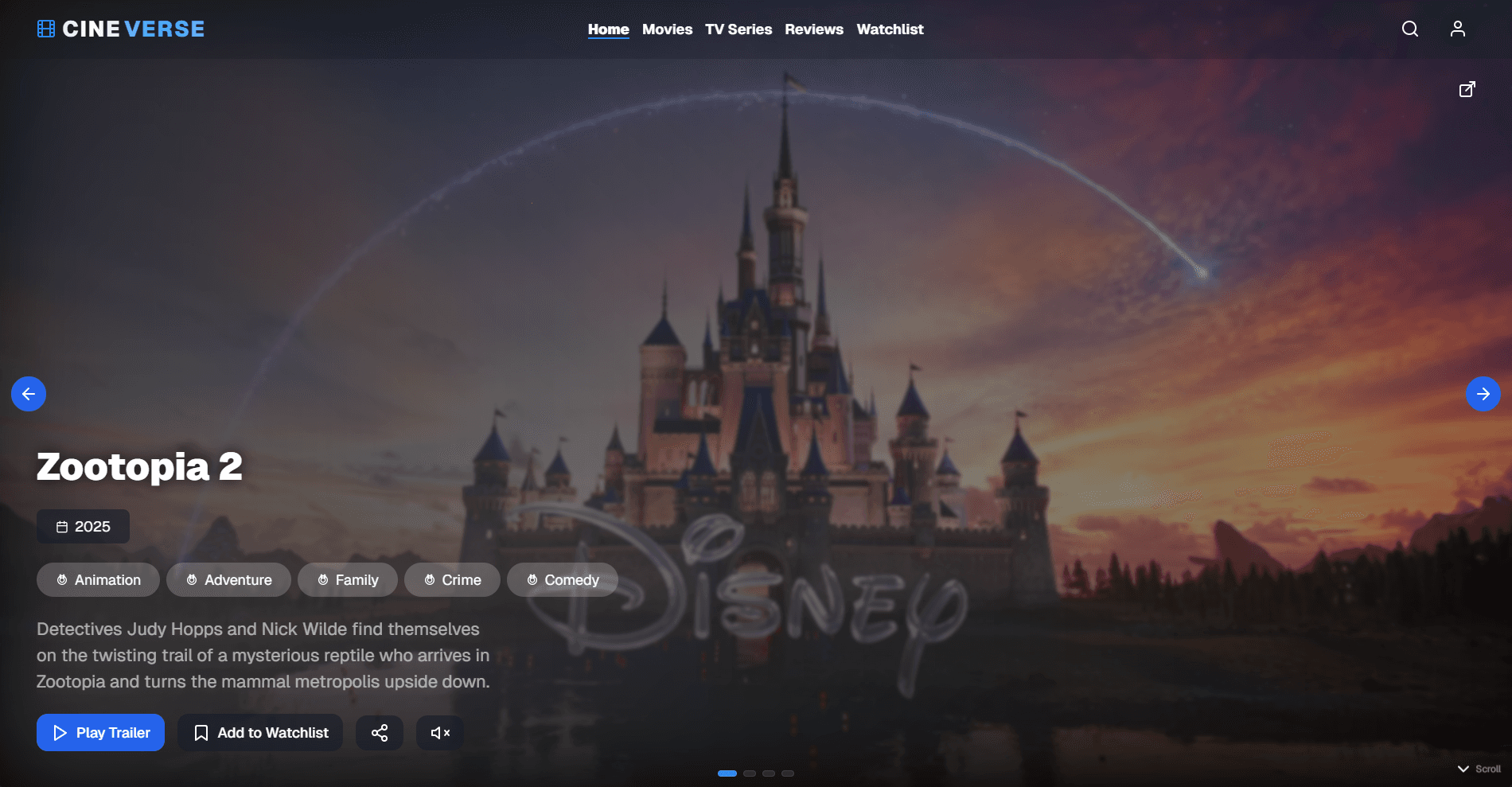 CineVerse movie discovery interface